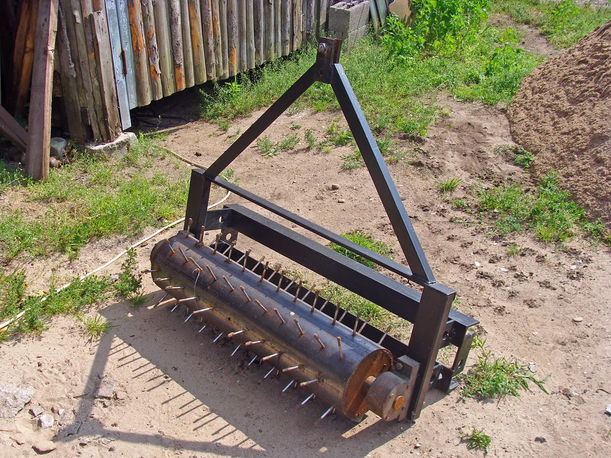 Homemade small needle roller for lawn aeration and moss removing